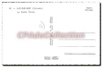 Luc-sur-Mer — A Roche Percée — Editor Gaby, Nantes, n°60 — Verso