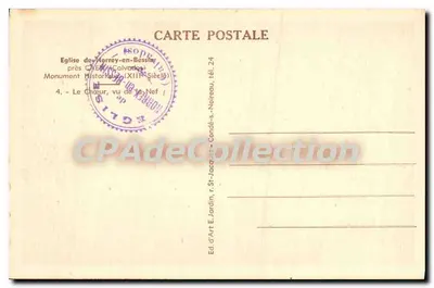 Kościół w Norrey-en-Bessin — Chór widziany z nawy — Wyd. d'Art E. Jardin, St-Jacques, Calvados — Rewers