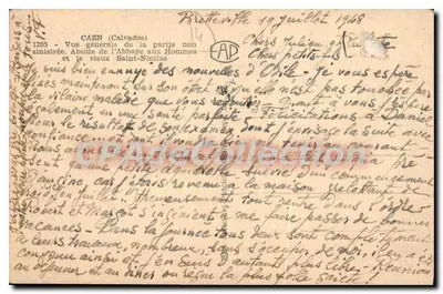 Caen (Calvados) — Ogólny widok części niezatopionej, absyda klasztoru Saint-Homme et le vieux Saint-Nicolas — wydawca AP — Rewers