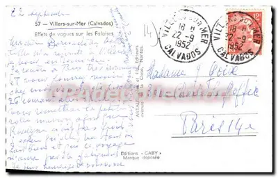 Villers-sur-Mer — Efeitos das ondas nas Falésias — Éditions Gaby — Verso