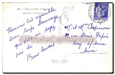 Les Roches Moulières — Villiers-sur-Mer (Calvados) — Edições Gaby — Verso