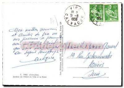 Jardins de l'Hôtel de Ville — Vire — Éditions ARLIX — Verso