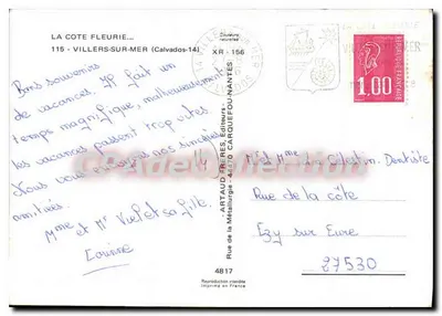 Villers-sur-Mer — Vista Geral, Praça Mermoz, Praia, Vacas Negras — Artaud Frères, Editores — Verso