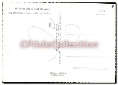 Trouville-Deauville (Calvados) — Vista aérea, no centro o Porto dos Yates — Edições Gaby — Verso