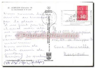 Honfleur — A subtenente e o porto — Editor Artault Frères — Verso