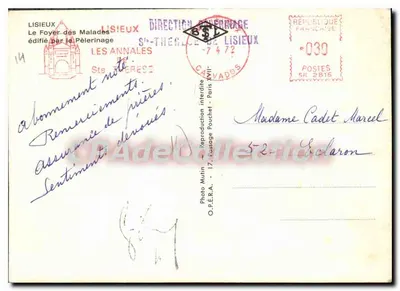 O Fórum dos Doentes — Lisieux — construído pelo Pèlerinage — Verso