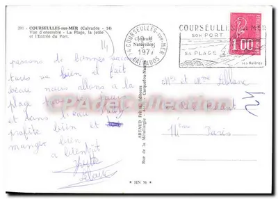 COURSEULLES-sur-MER — Vista generale, La Plage, la Jetée e l'Entrée del Porto — ARTAUD Frères, Editori — Verso