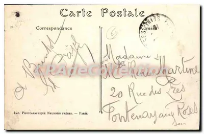 Senlis — Ruínas após o passagem dos Alemães (setembro de 1914) — Propriedade de M. o Capitão Fenwick — Editor Royer, 22 rue Caille, Paris — Verso