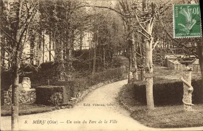 MÉRU (Oise) — Um canto do Parque da Cidade — Edit. Pénéau, tabac