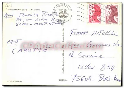 Prefeitura de Montataire — Monumento aos Mortos — Editor Cinq — Verso