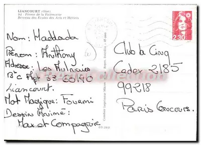 Fazenda da Fuiencerie — Liancourt (Oise) — Impressor Cambier — Verso