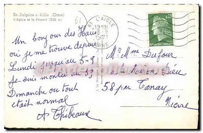 St-Sulpice-sur-Rille (Orne) — La iglesia y el priorato (siglo XIII) — J. La Mortier, Editor - La Mortier, Impresor — Reverso