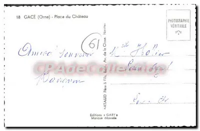 Gacé (Orne) — Plac Zamkowy — Szkoła i Pensijska — Wydawnictwo Gaby — Rewers
