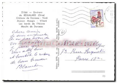 Ambiente de Remalard — Editora BLOIS, n° 23 066 — Verso