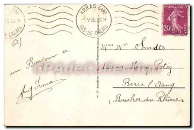 Arras - A Petite Place — vista de um portal — editor CPADeCollection, n° 114 — Verso