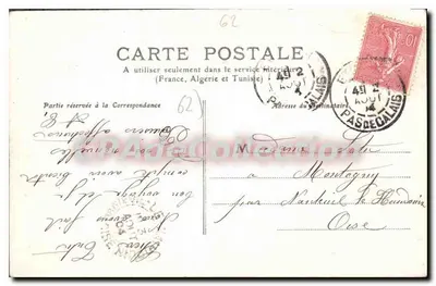 Le Touquet, Zamek — Pas-de-Calais — wydawca MTLE n°62 — Rewers