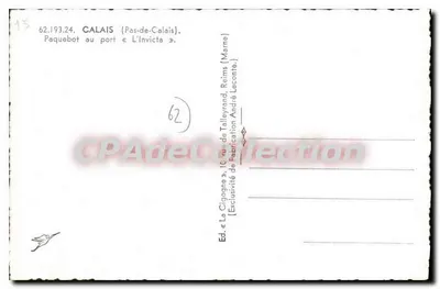 Calais — Statek pasażerski w portowym «L'Invicta» — Cigogne — Rewers