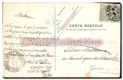 Calais — Hotel Pocztowy i Telegraficzny — V. P. Paris, nr 21 — Rewers