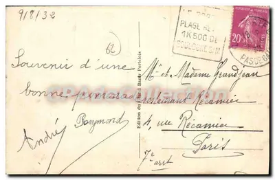 Le Portel - La Plage — vista della spiaggia con cabine e barche — Edizione del Grand Bazar Portelois — Verso