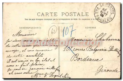 Le Portel — La Plage à marée haute — L.D.B. n° 546 — Verso