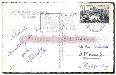 Calais — Ratusz i kanały — La Cigogne — Rewers