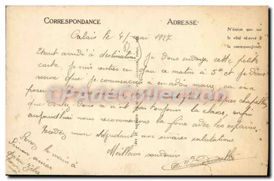 Calais — Port lotniczy — Stara pocztówka deCollection — Rewers
