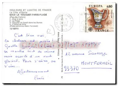 Le Touquet-Paris-Plage — vue panoramique en quatre scènes — éditeur Yvon — Verso