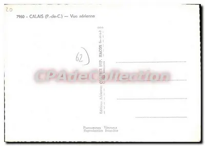 Calais — Widok z lotu — Wydawnictwo Lotnicze Imp. Macon — Rewers