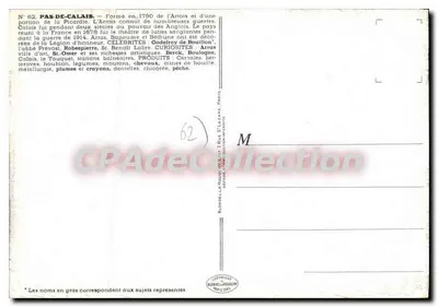 CPSM Pas de Calais Forme en 1790 de l'Artois et d'une portion de la Picardie Celebrites Godfroy de B — Verso