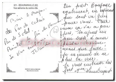 Beaurainville — widok z powietrza z centrum — Wydawnictwo Monachrome, n°911 — Rewers