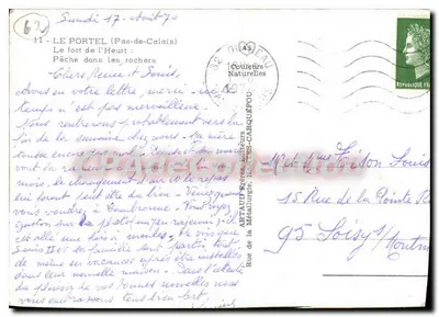 Il forte dell'Heurt — Pesca tra le rocce — Editore ARTAUD Frères, NANTES-CARQUEFOU — Verso