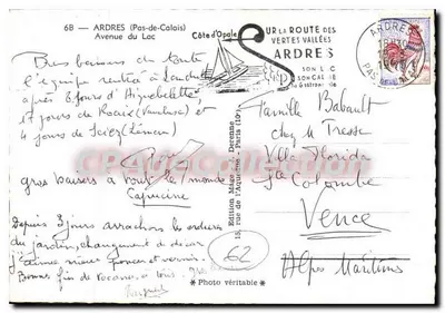Ardres — Avenida do Lago — Costa da Opala — Edição Mâge, Paris — Verso