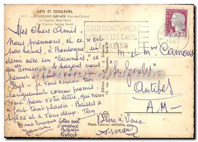 Il Casinò, facciata Nord — Boulogne-sur-Mer — Edizione Nage - J. Detenre — Verso