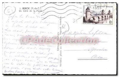 Berck (Pas-de-Calais) — praia com barcos e passeios — Edições Glatigny, n°62 — Verso