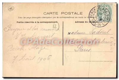 Berck-Plage — A Praia — Papeterie Nouvelle Berck-Plage — Verso