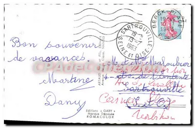 Berck-Plage — vue d'ensemble de la plage, promenade, phare et barques de pêche — Éditions Gaby — Verso