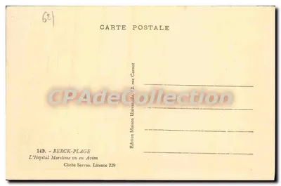 Berck-Plage — L'Ospedale Marittimo visto dall'Elicottero — Edizione Maison Universelle — Verso
