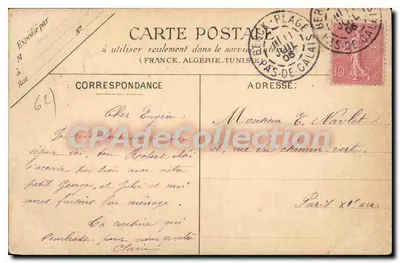 Berck-Plage — A Hora do Banho — A. e P. Wattelien, editores, N° 16 — Verso