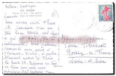 Thiers — Vista geral e casa com colmios — Editor Réal-Photo, n° 63 — Verso