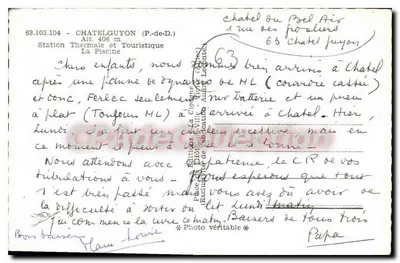 Basen w Châtelguyon — Stacja termalna i turystyczna — Wydawca H. Cigogne — Rewers