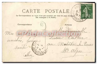 La Bourboule (Puy-de-Dôme) — Ogólny widok z Laiterie Mont Sans Souci — nieznany wydawca, nr 656 — Rewers