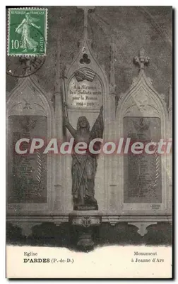 Igreja de Ardes (P.-de-D.) — Monumento a Jeanne d'Arc — editor LACOUBRE, n° 3839