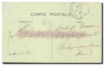 Igreja de Ardes (P.-de-D.) — Monumento a Jeanne d'Arc — editor LACOUBRE, n° 3839 — Verso