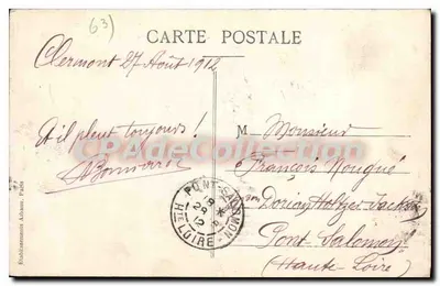 Clermont-Ferrand — Perspektywa na imponującą Plac de Jaude — Wydawca E.A. — Rewers