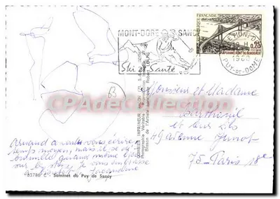 Cume do Puy de Sancy — Lembrete do Puy de Sancy — Impressor Robert S. em Mont-Dore — Verso