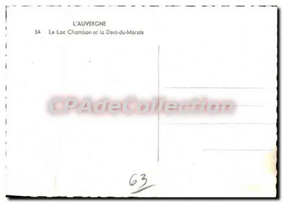 Het meer Chambon en de Dent-du-Marais — L’Auvergne — uitgever CPADeCollection, n° 54 — Achterkant