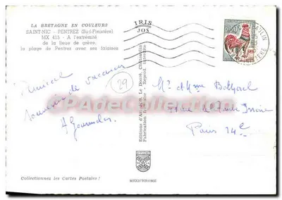 Półnowoczesna pocztówka Pentrez plaża Święty Nic Bretonia W kolorach Święty Nic Pentrez Południe Finistère na krańcu — Rewers