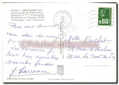 CPSM Village Vacances P T T Tregunc Bretagne Sud a Proximite de Concarneau Vacances P T T Cornouaill — Verso