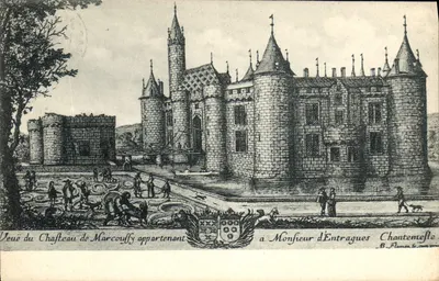 Castelo de Marcoussy — vista gravada — B. Flamen, edição Triénon, n° 1515