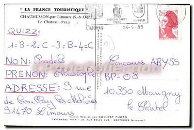 Chaumussou — Zamek wodny — La France Touristique — Rewers